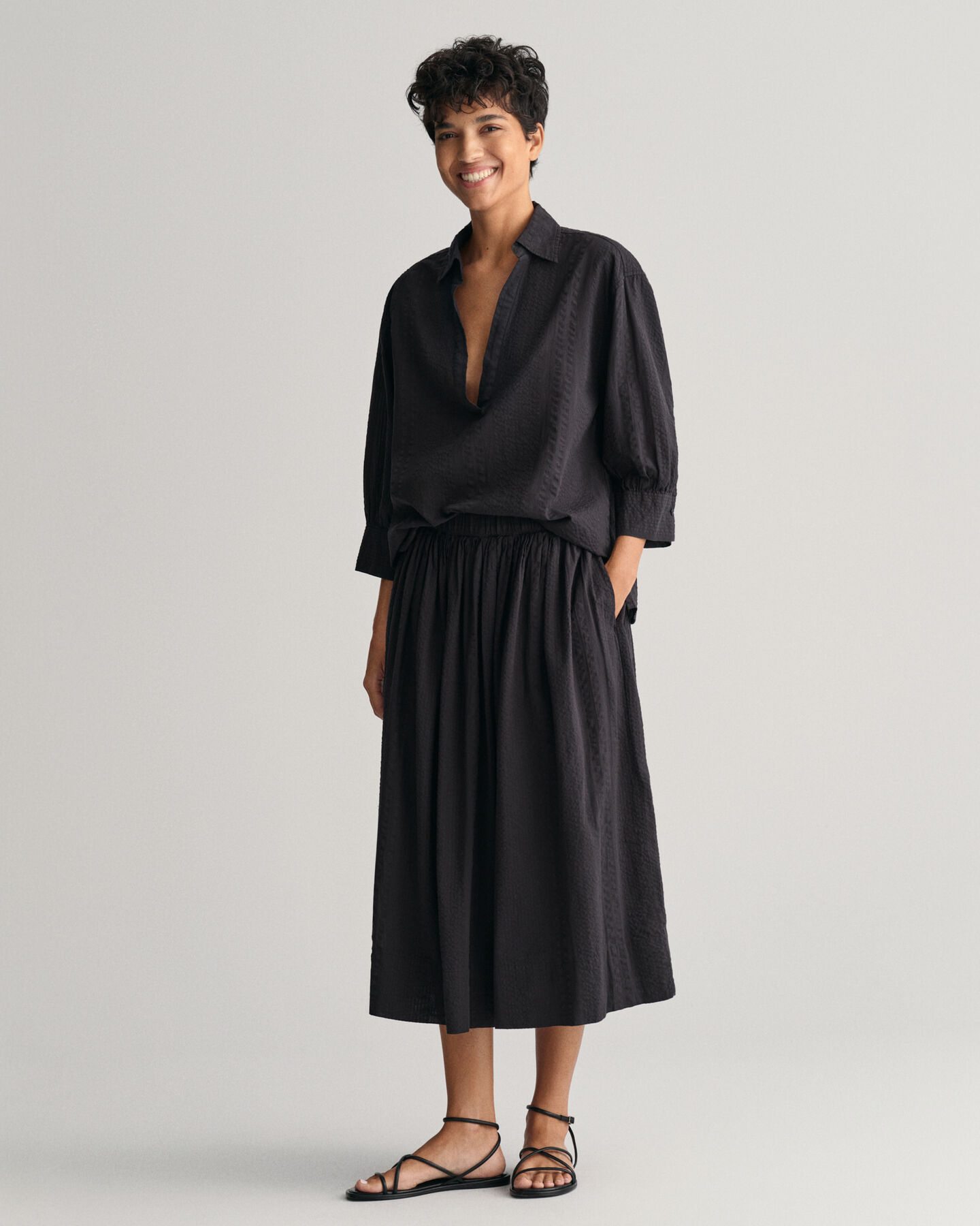 Falda Pull-On de rayas Seersucker