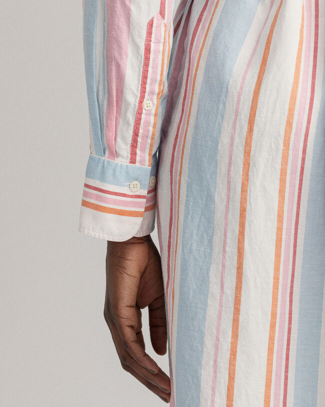 Vestido camisero con varios diseños de rayas