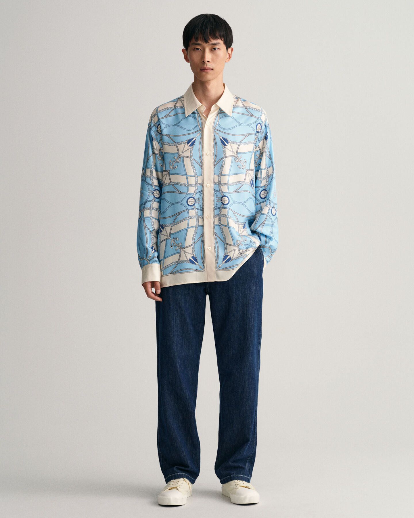 Camisa Relaxed Fit de seda con estampado Sailing