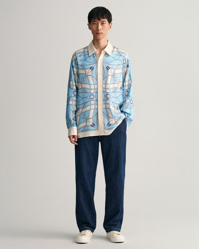Camisa Relaxed Fit de seda con estampado Sailing