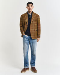 Jersey de punto de ochos en lana de oveja con media cremallera