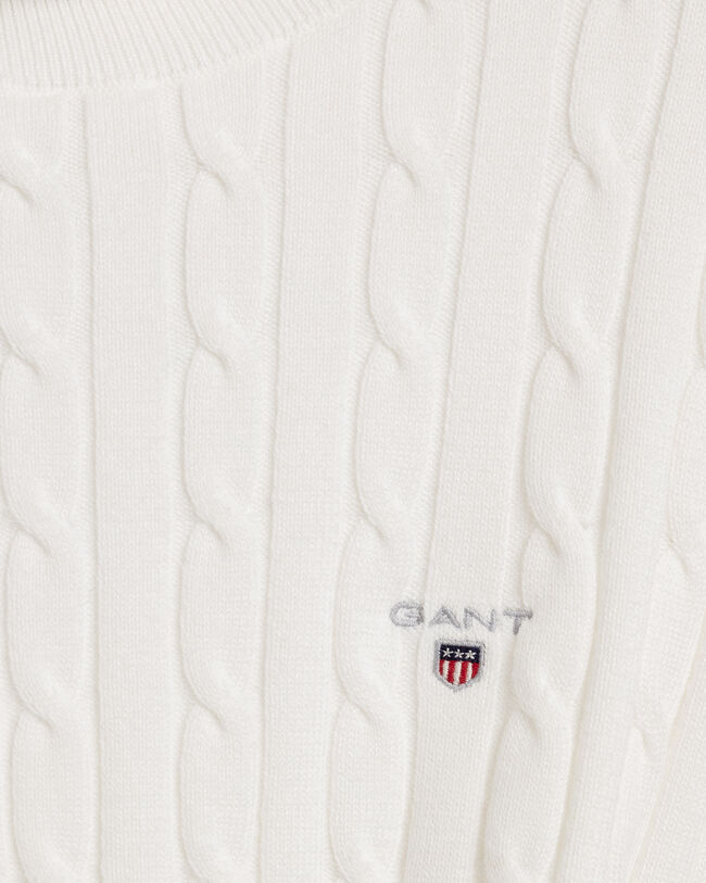 Jersey con cuello de cisne de punto de ochos en algod&oacute;n el&aacute;stico