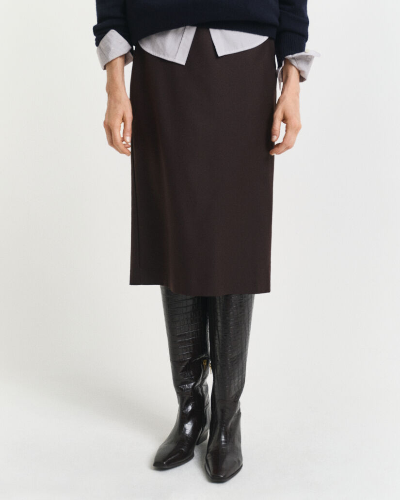 Falda midi de tubo en mezcla de lana