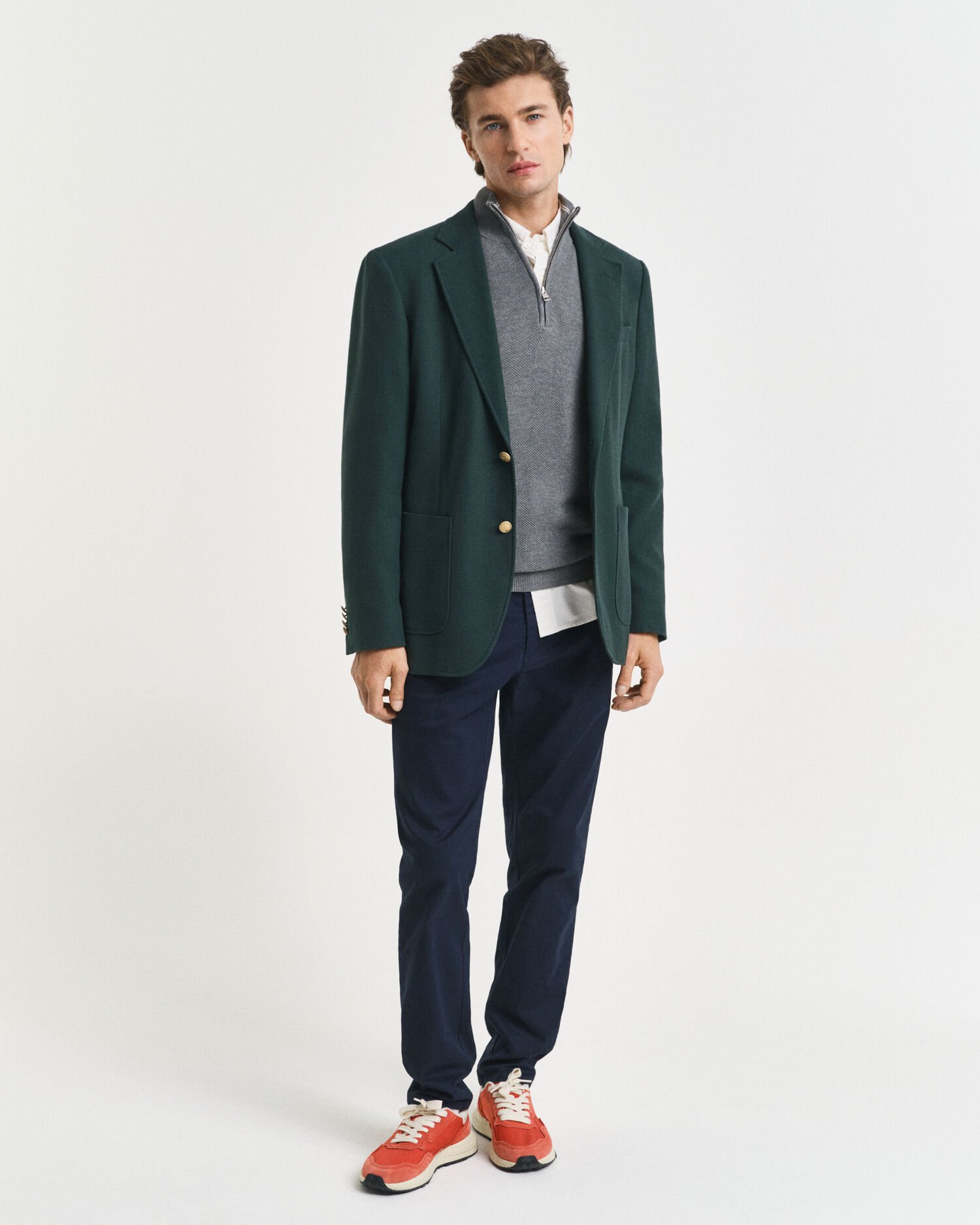 Jersey de piqué de algodón con media cremallera