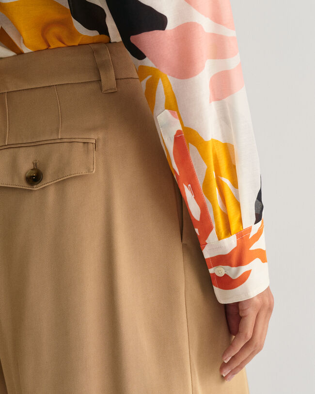 Camisa Relaxed Fit de algod&oacute;n y seda Palm Print