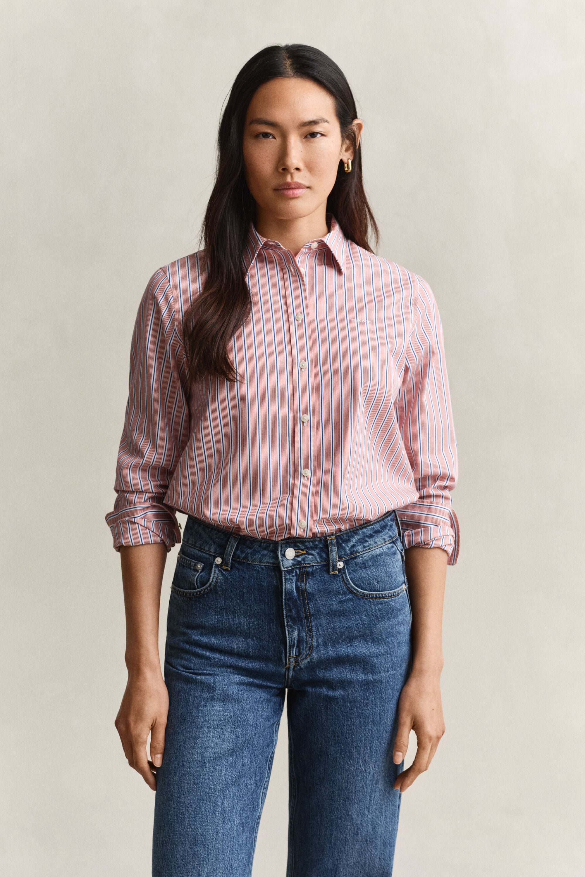 Camisa Regular Fit clásica de popelina a rayas