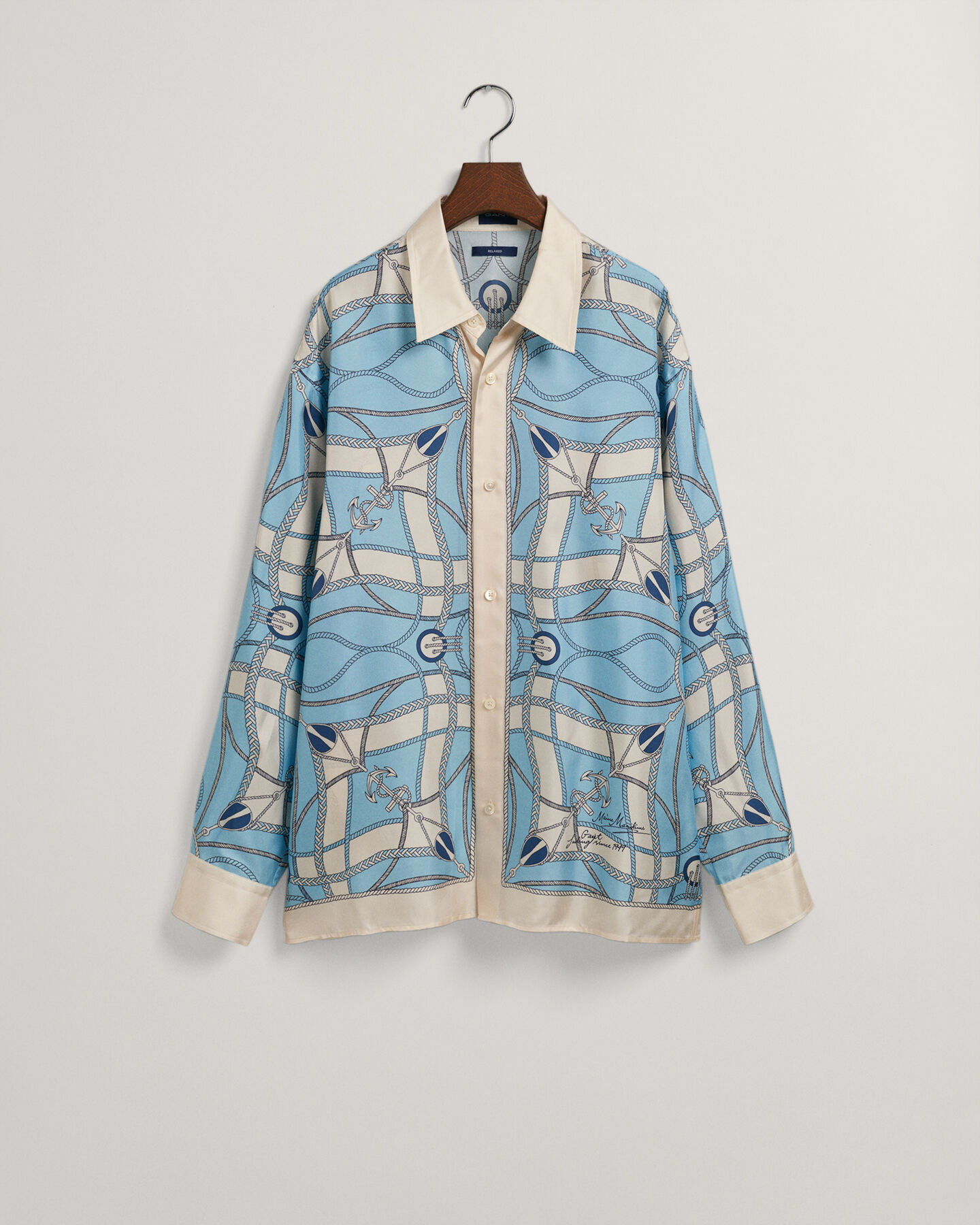 Camisa Relaxed Fit de seda con estampado Sailing