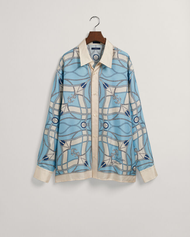 Camisa Relaxed Fit de seda con estampado Sailing