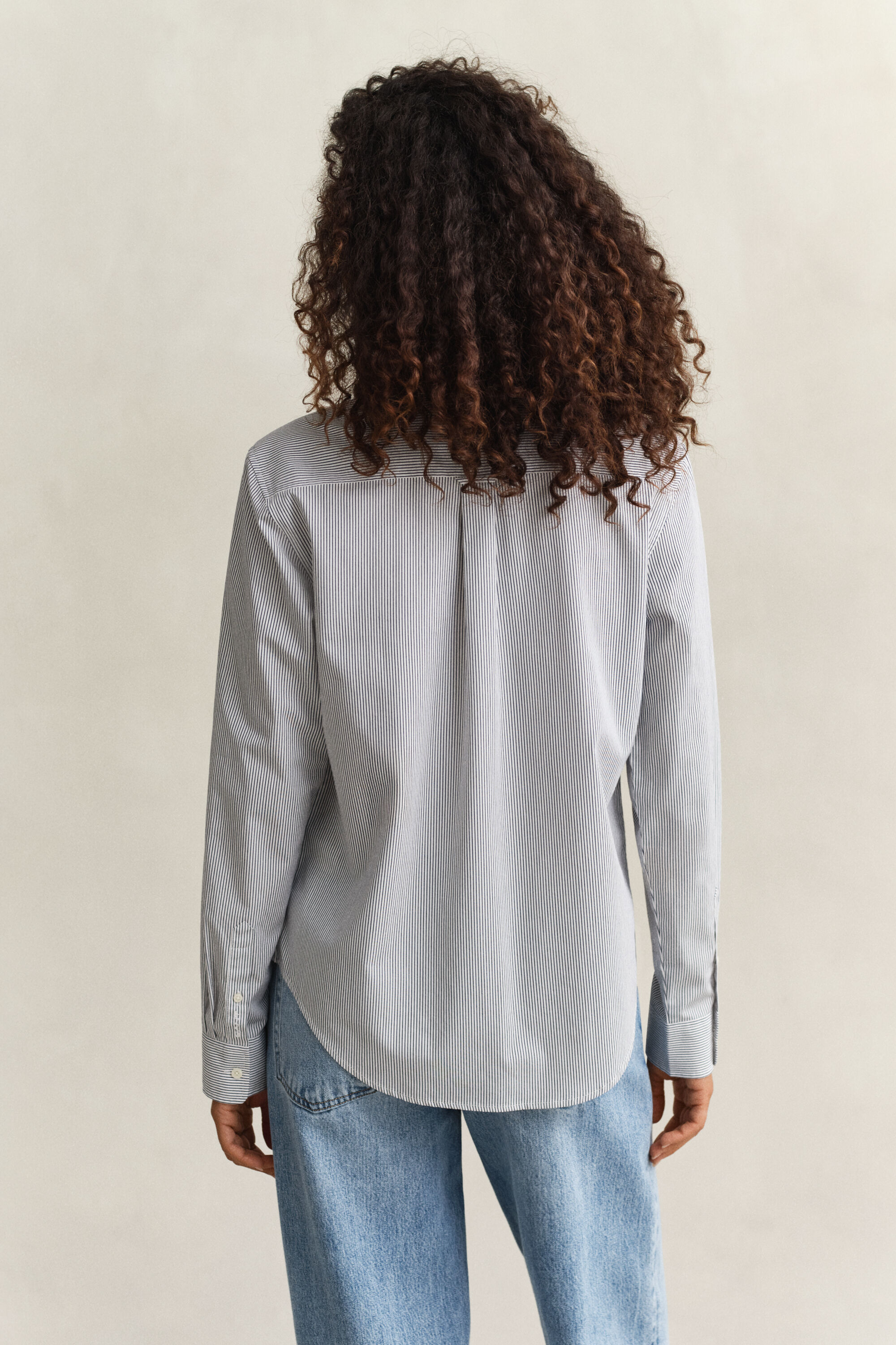 Camisa de algodón a rayas con volantes