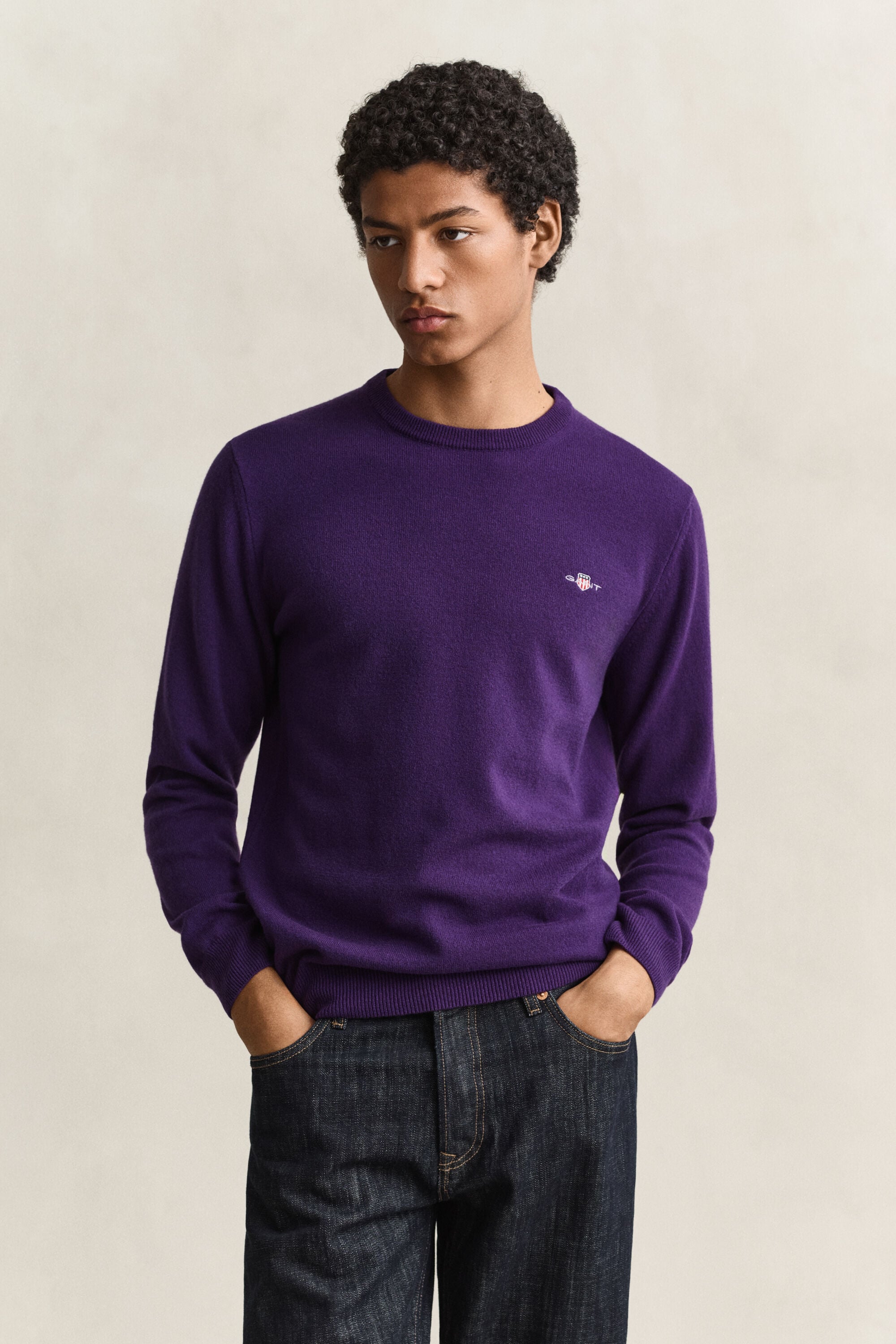 Jersey de lana de oveja con cuello redondo