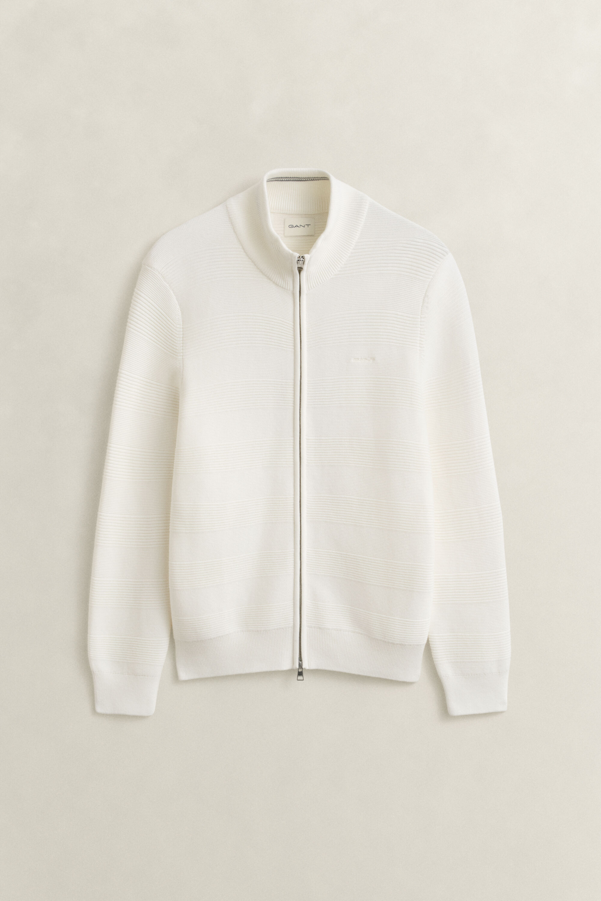 Cárdigan de algodón con cremallera y textura