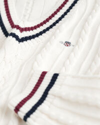 Jersey de punto de ochos a rayas con cuello de pico Teens