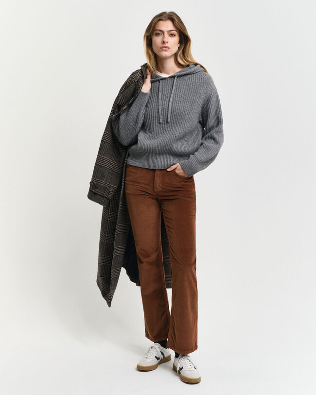 Sudadera con capucha de punto acanalado