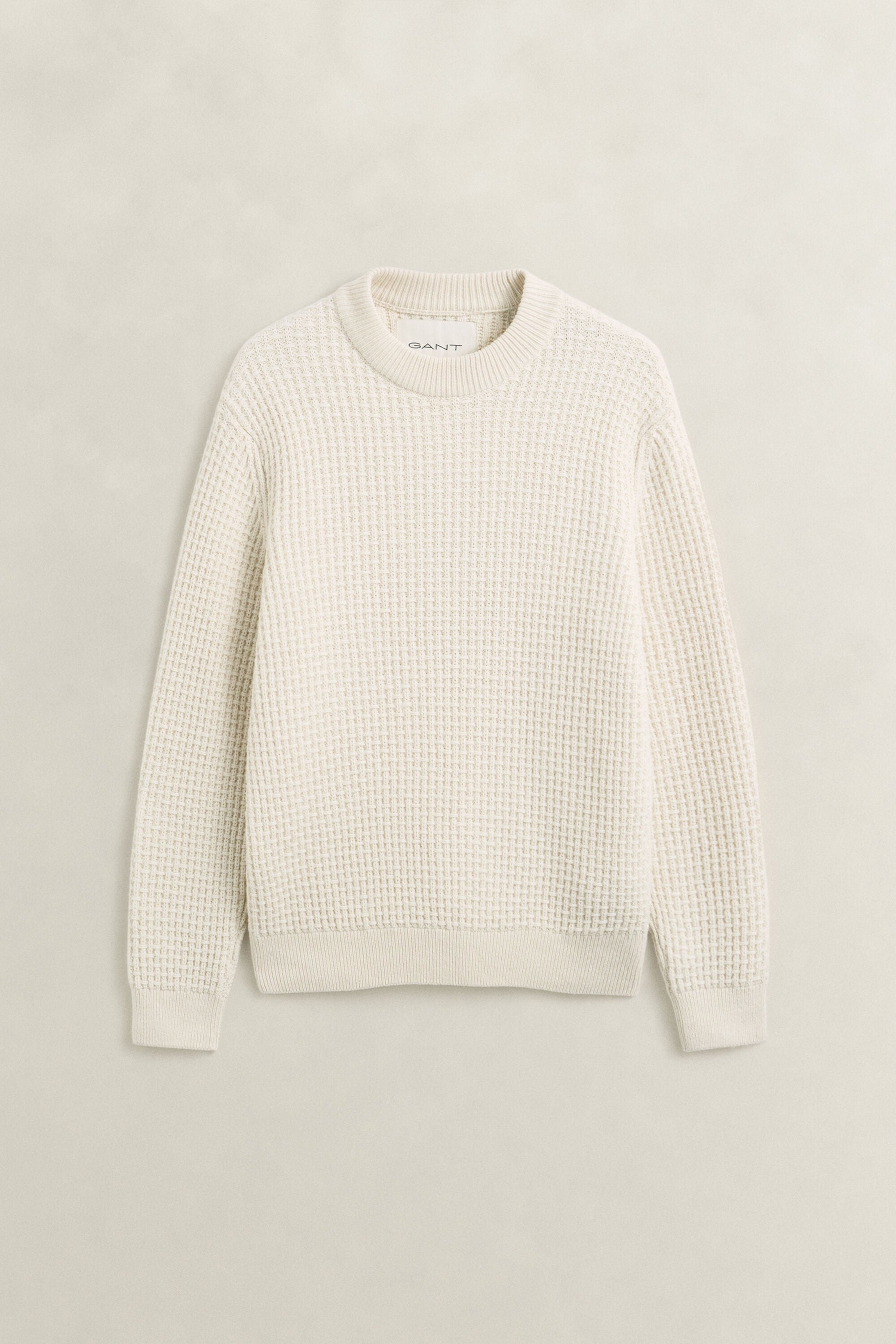Jersey de cuello cerrado de algodón y lana con textura