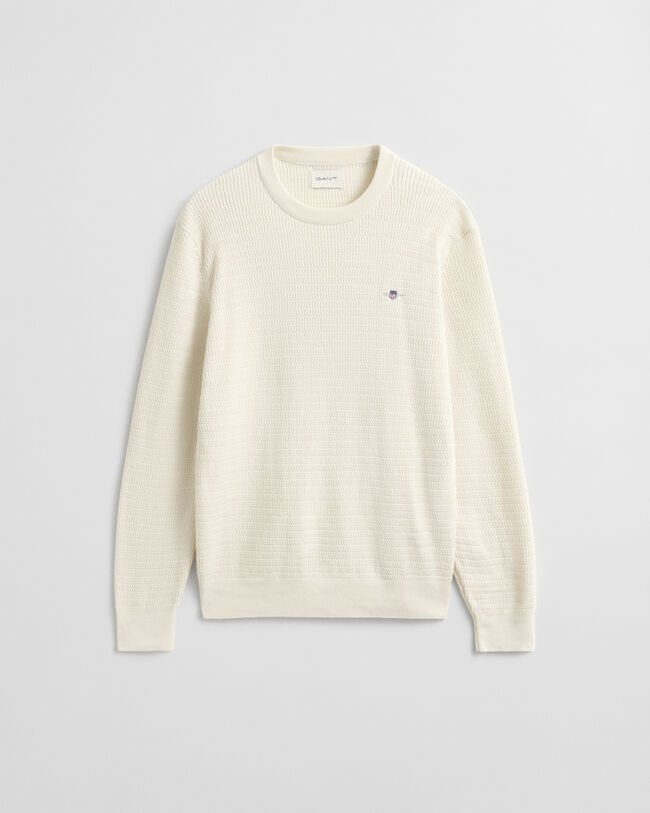 Jersey de cuello redondo y punto de ochos finos