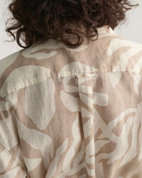 Vestido camisero de lino Palm Print