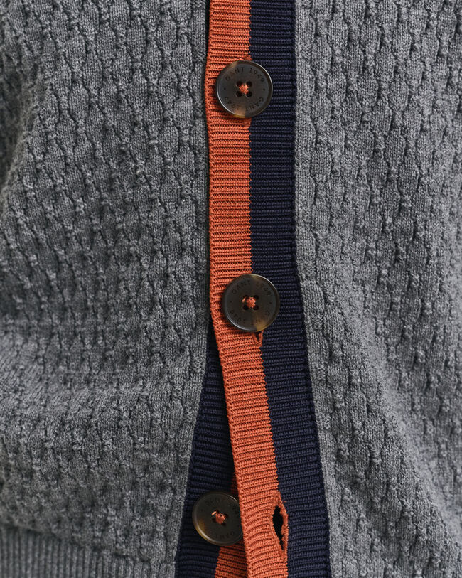 Cárdigan de algodón en contraste con textura