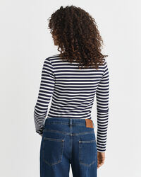 Camiseta de manga larga con canalé a rayas