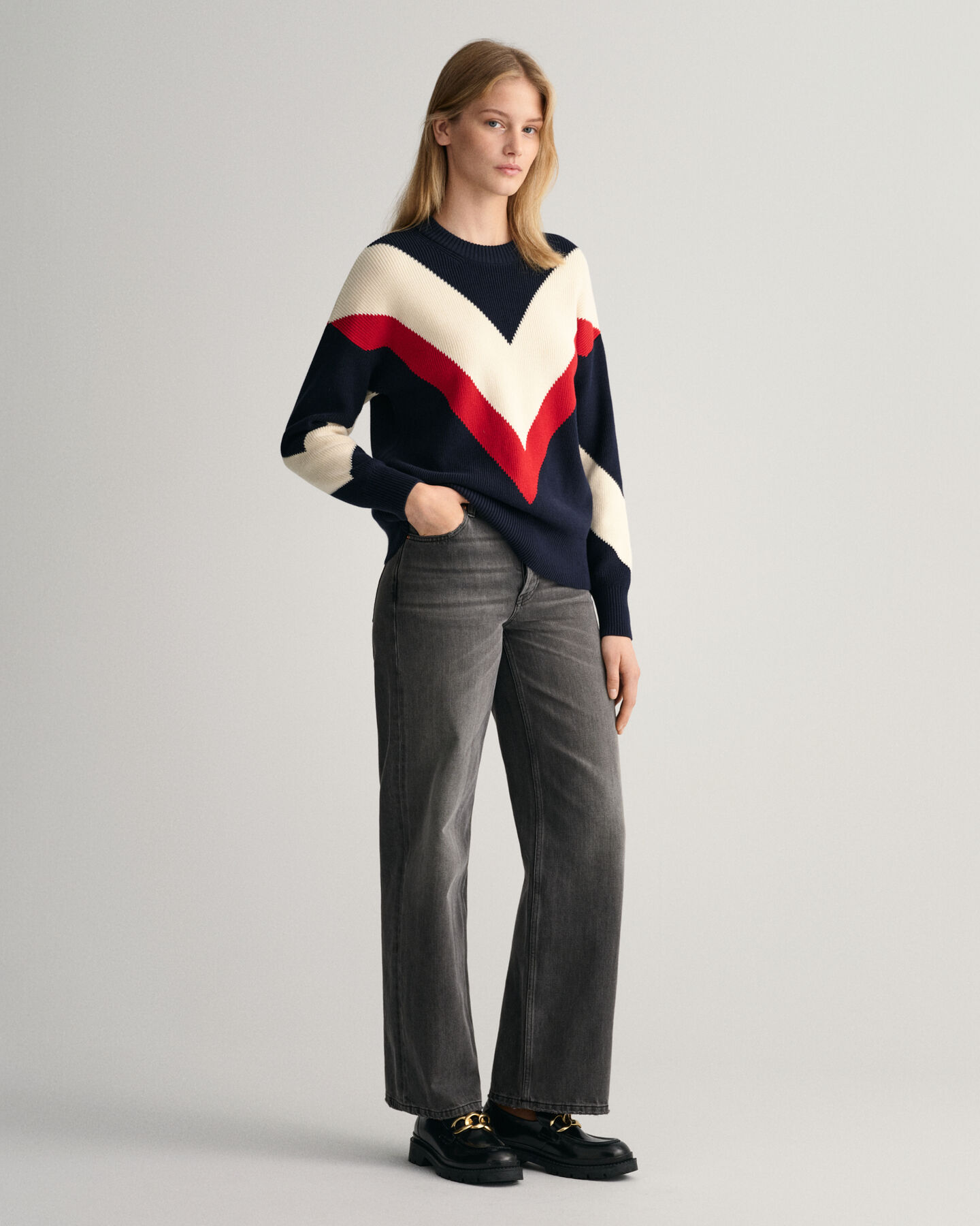 Jersey de cuello redondo con bloques de color