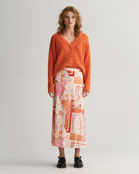 Falda larga de seda Sailing Print