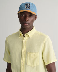 Camisa Regular Fit de manga corta de algod&oacute;n y lino con textura