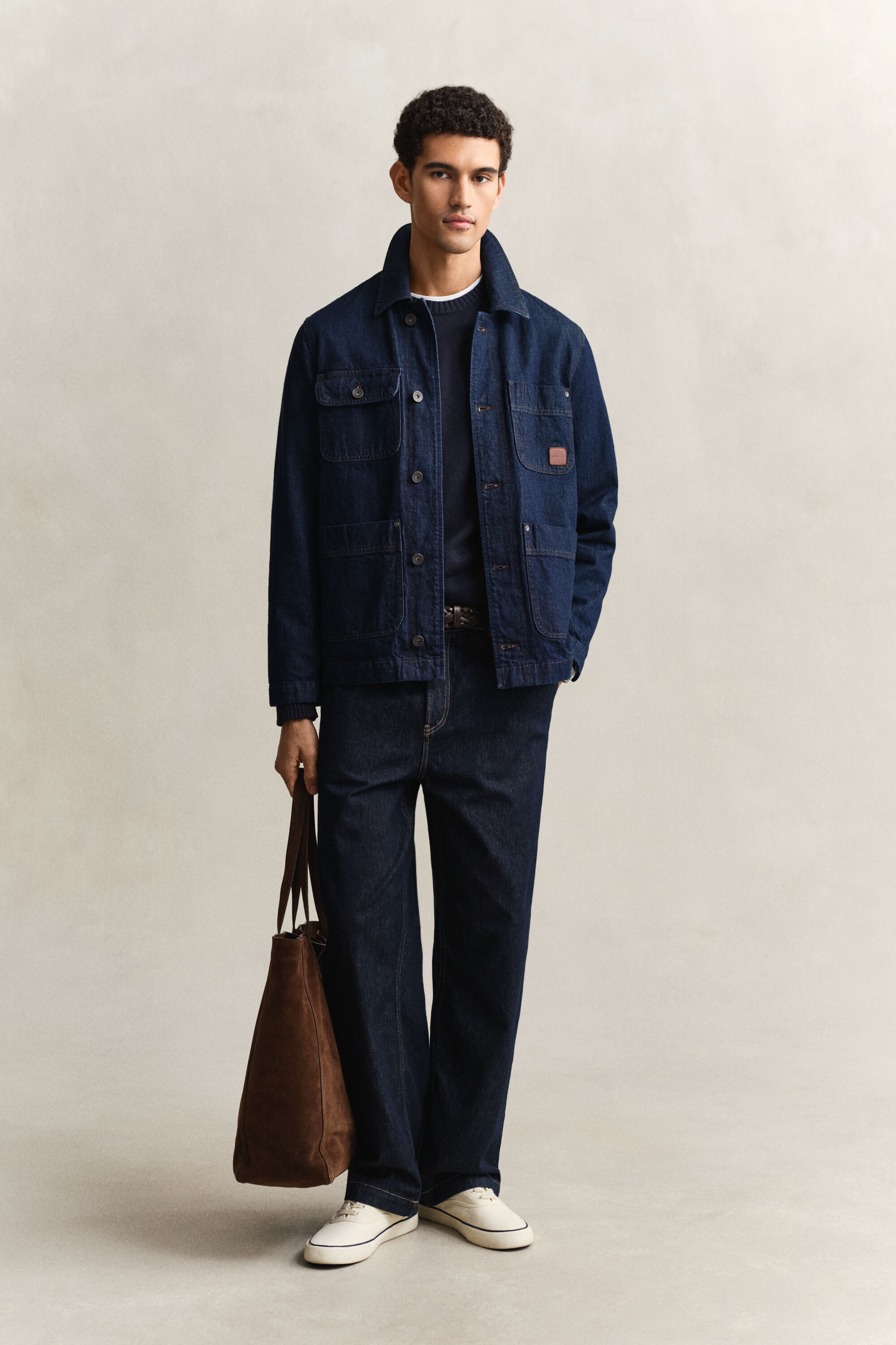 Jersey de cuello redondo en mezcla de algodón