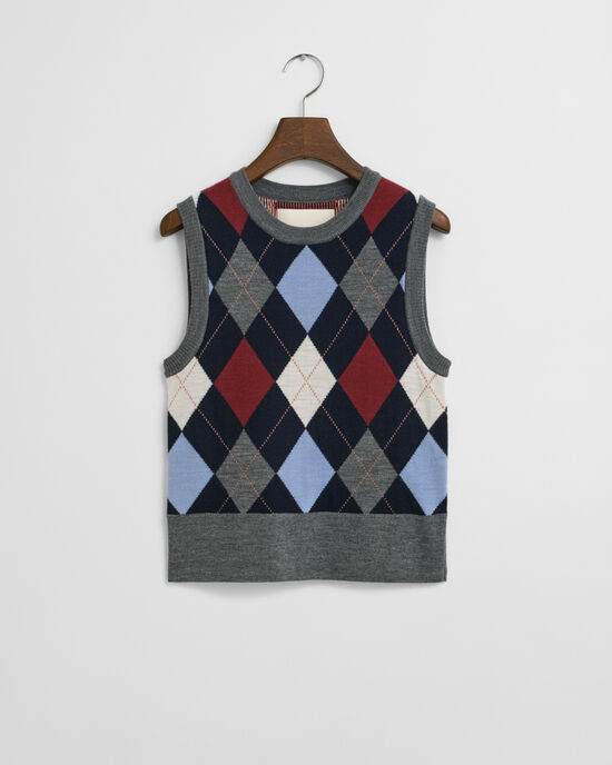 Chaleco de cuello redondo Argyle