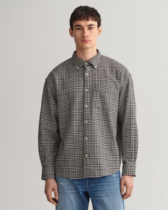 Camisa extragrande de algodón Houndstooth