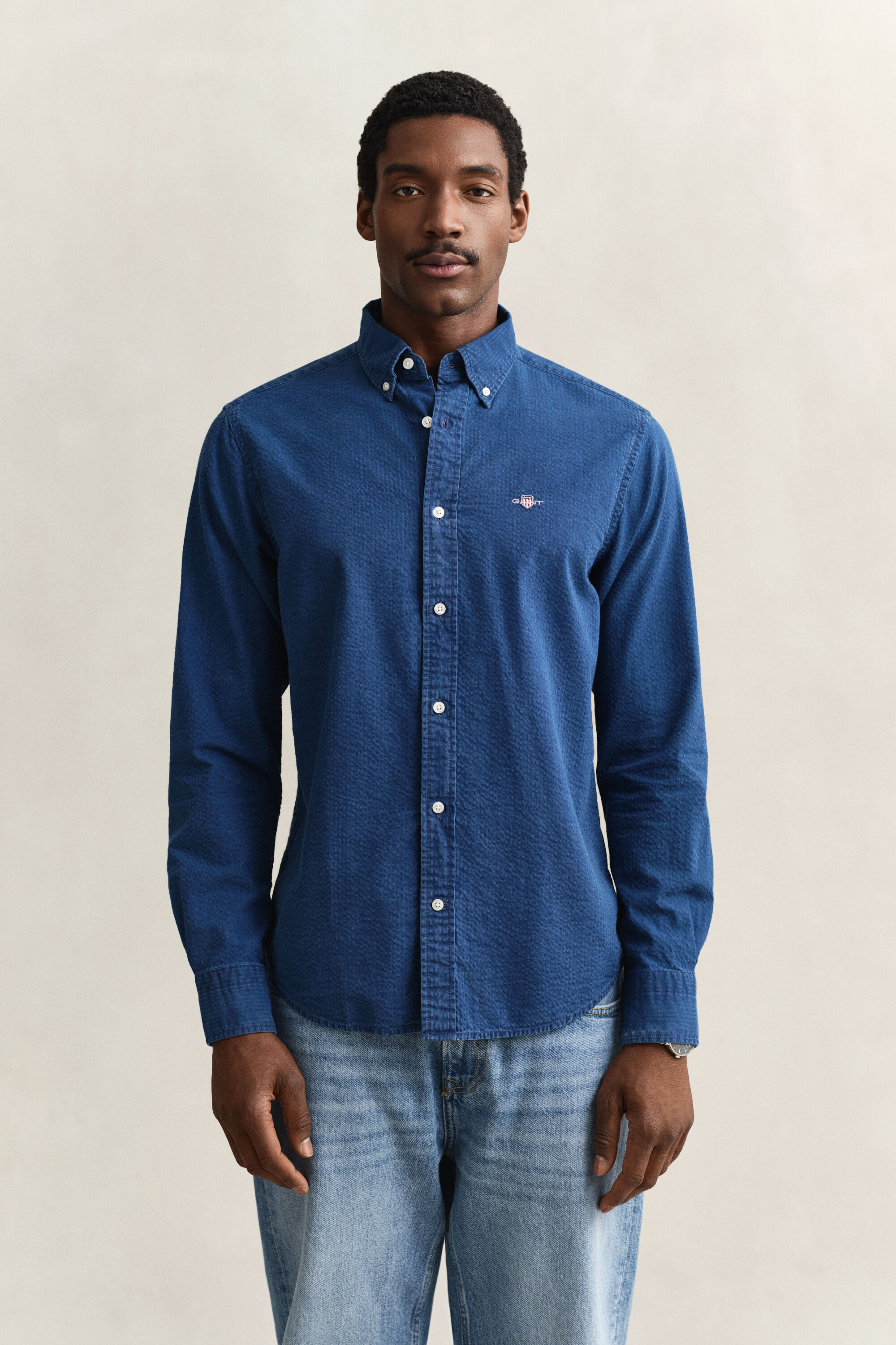 Camisa de sirsaca añil