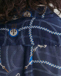 Blusa Relaxed Fit de seda y algodón Sailing Print