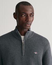 Jersey de algod&oacute;n con media cremallera Textured