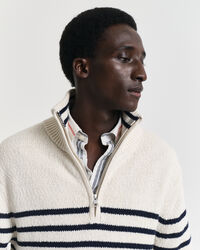 Jersey de algod&oacute;n flameado a rayas con media cremallera