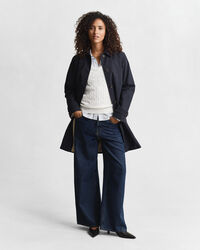 Jersey de punto de ochos con cuello de pico en algodón elástico