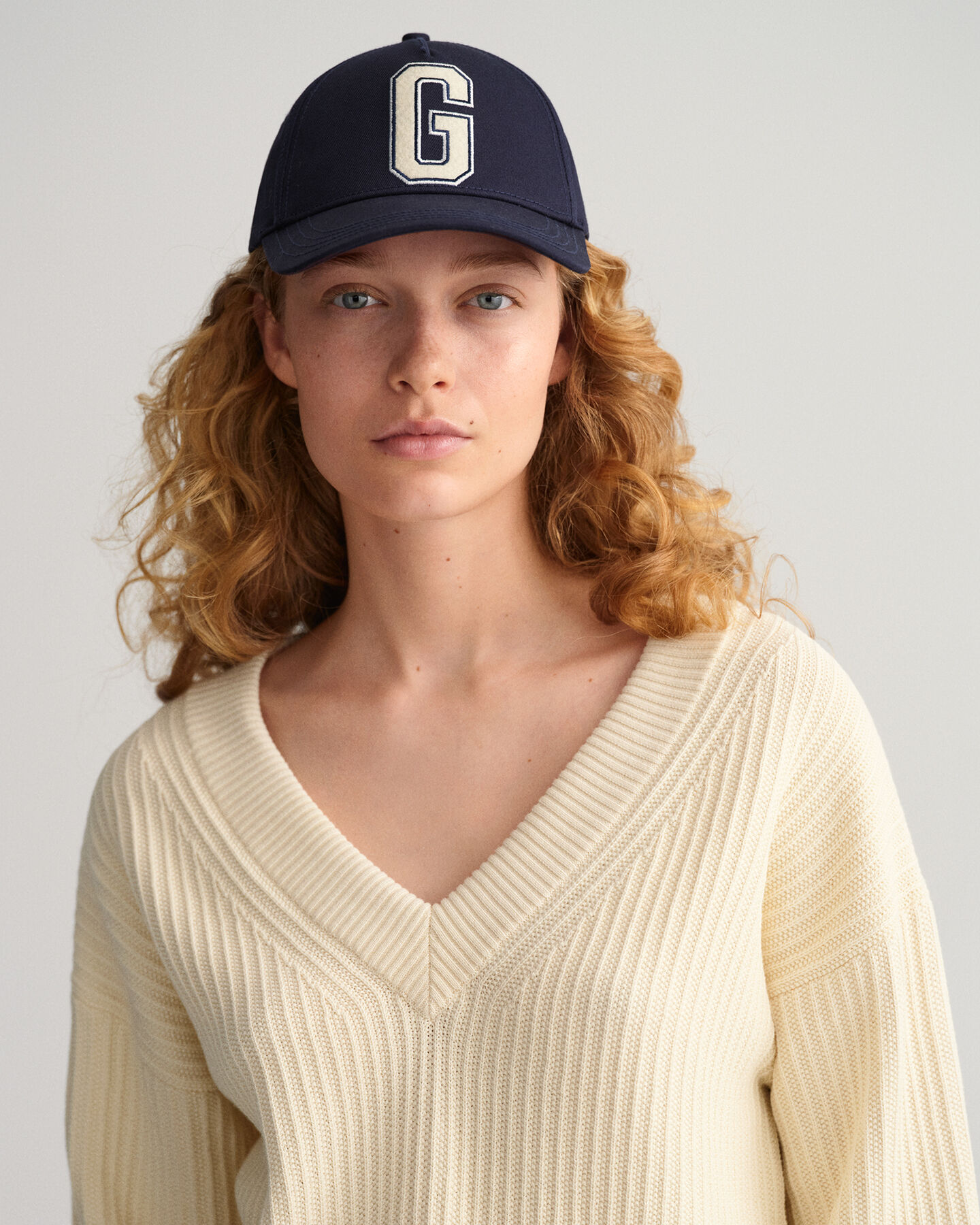 Jersey de cuello de pico y canal&eacute; en algod&oacute;n