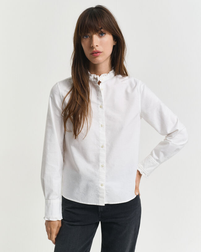 Blusa Oxford clásica con volantes