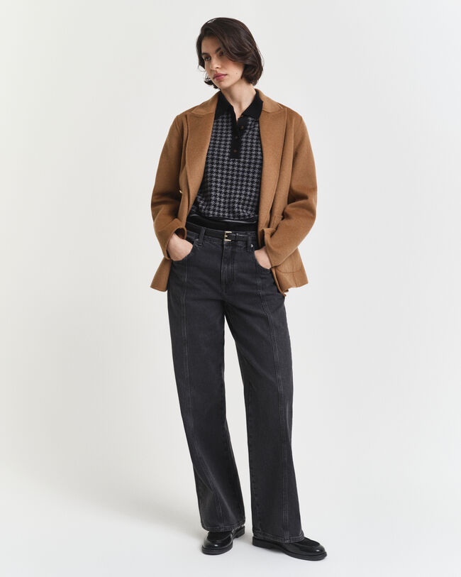 Jersey tipo polo con diseño de pata de gallo en jacquard