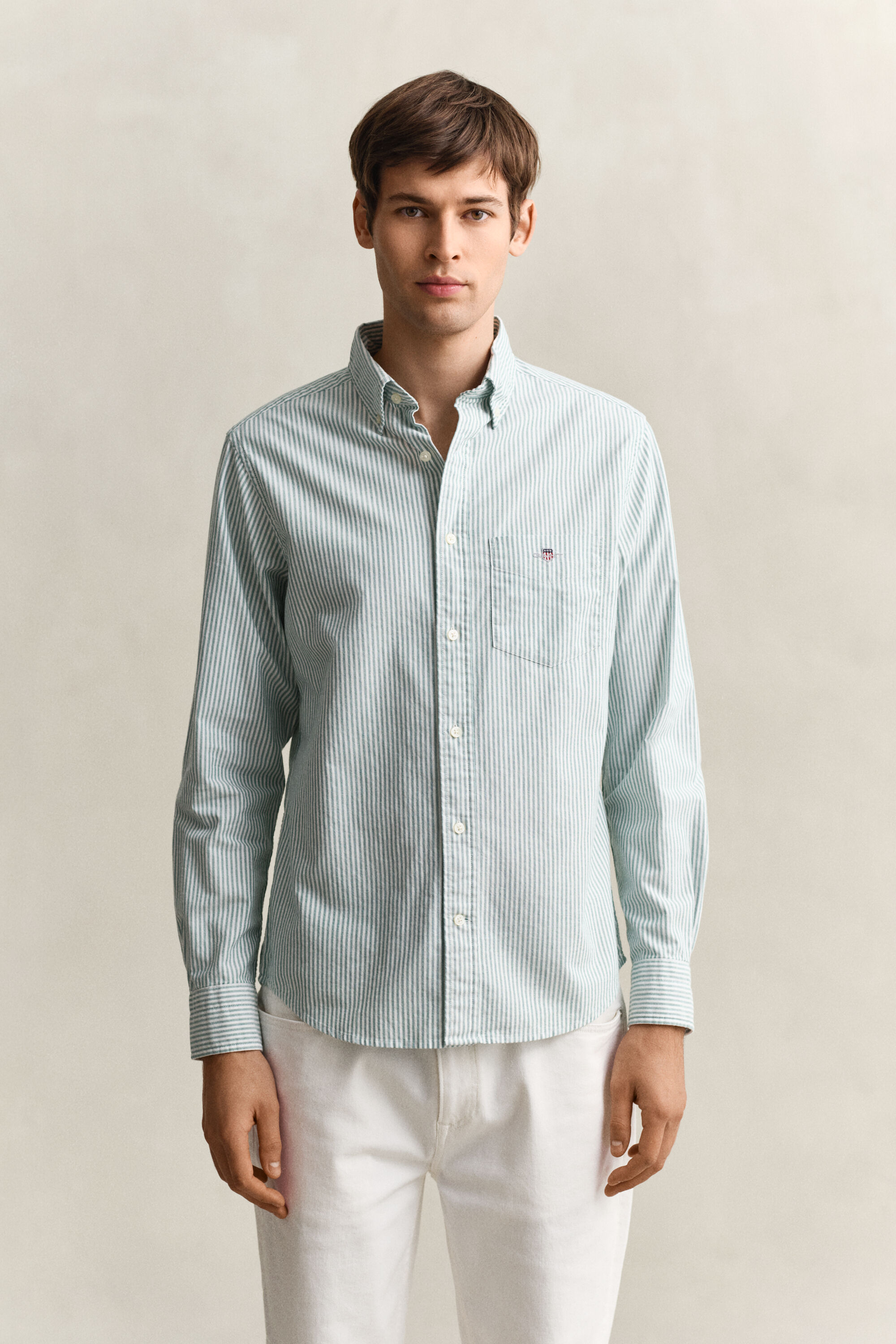 Camisa Oxford clásica de rayas finas