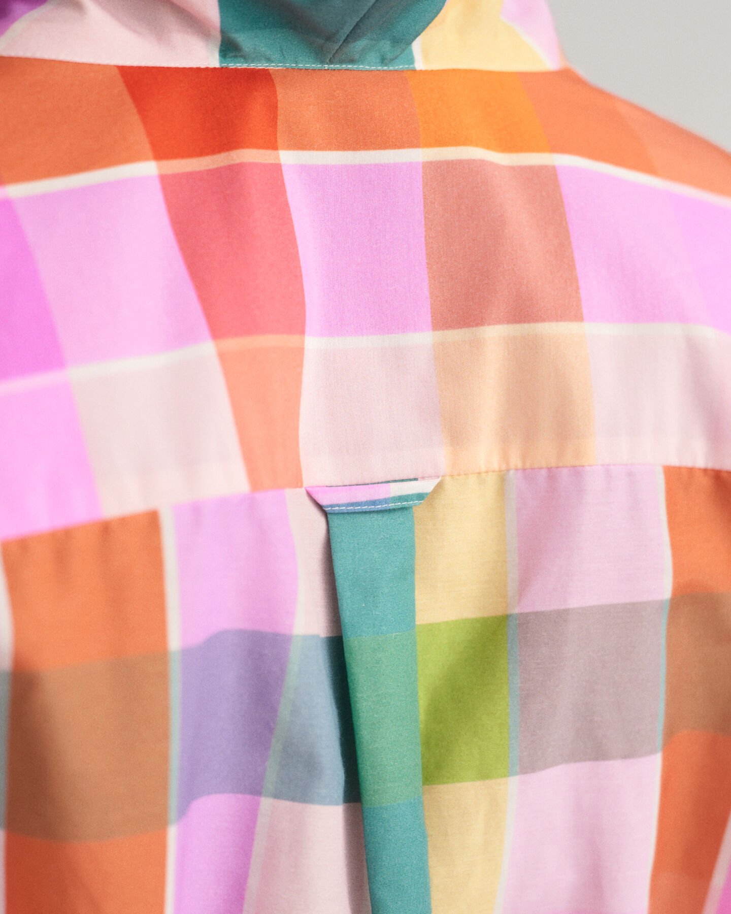 Vestido de algod&oacute;n y seda a cuadros multicolor