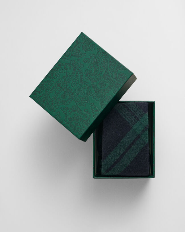 Caja de regalo con corbata de franela de lana a cuadros