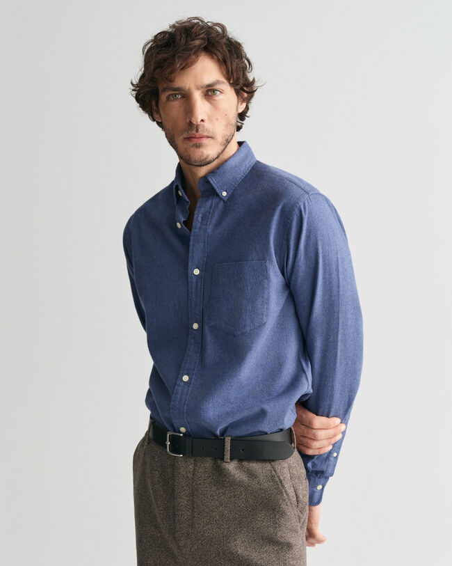 Camisa Regular Fit de franela jaspeada