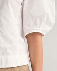 Top con cuello de pico y manga globo