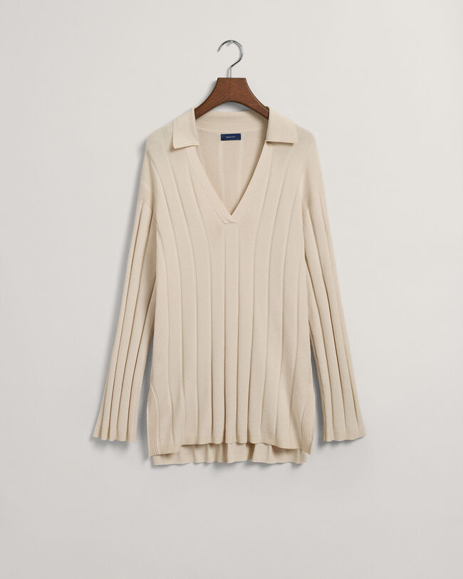 Jersey de canalé de cuello abierto