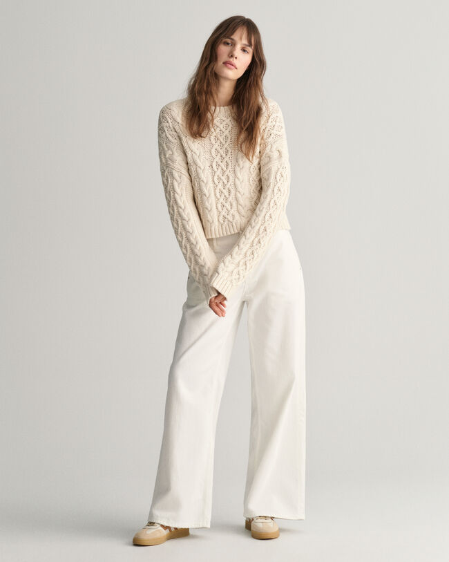 Jersey de cuello redondo y punto de ochos