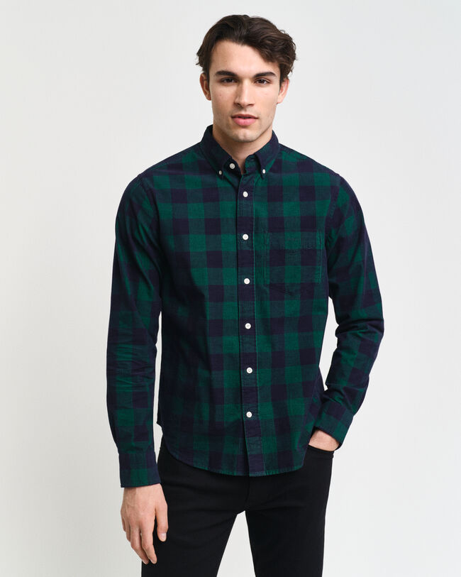 Camisa Regular Fit de pana a cuadros