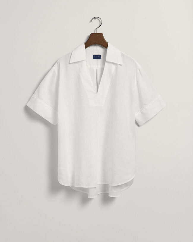 Blusa de manga corta de lino Popover