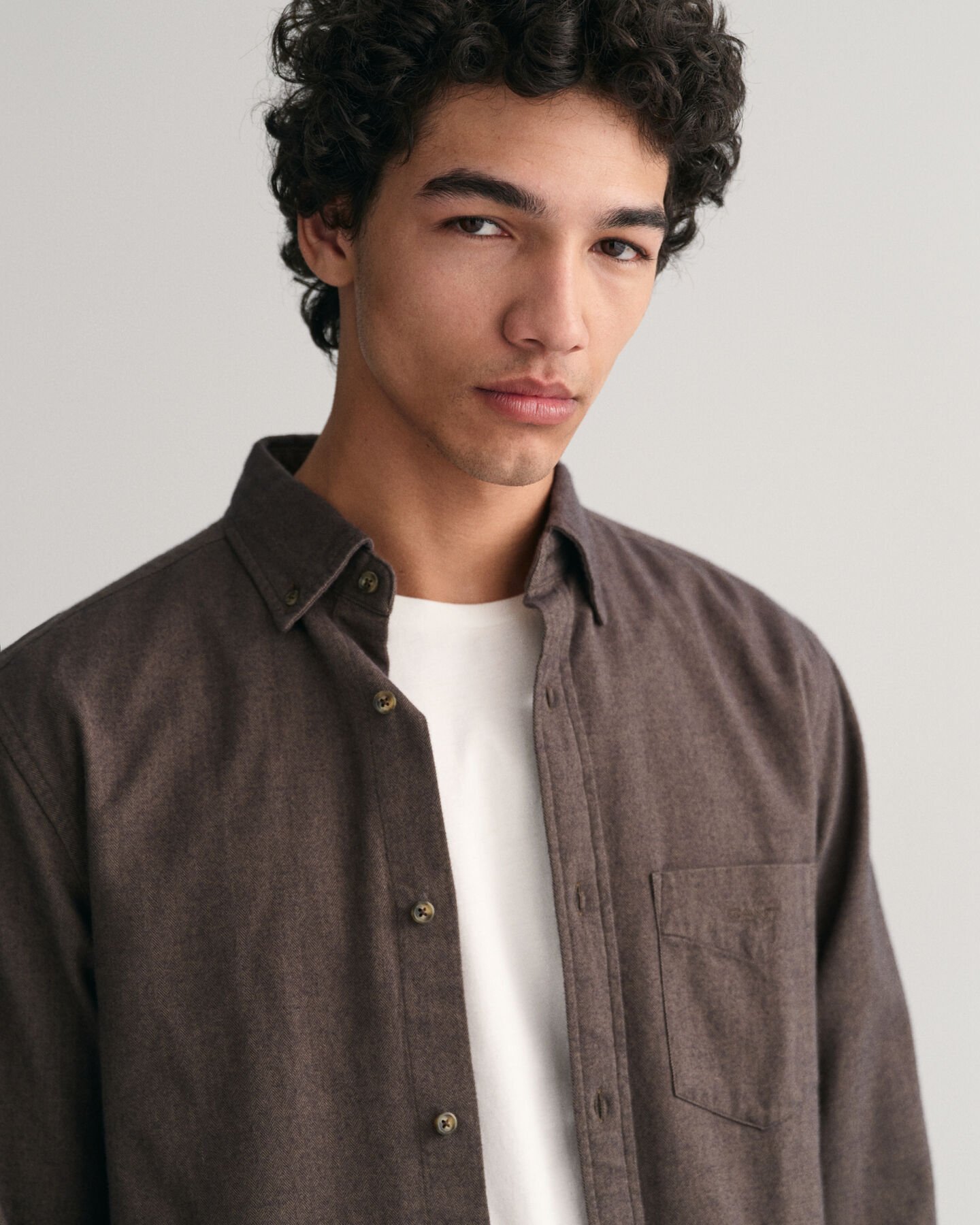 Camisa de franela Regular Fit con diseño de espiga