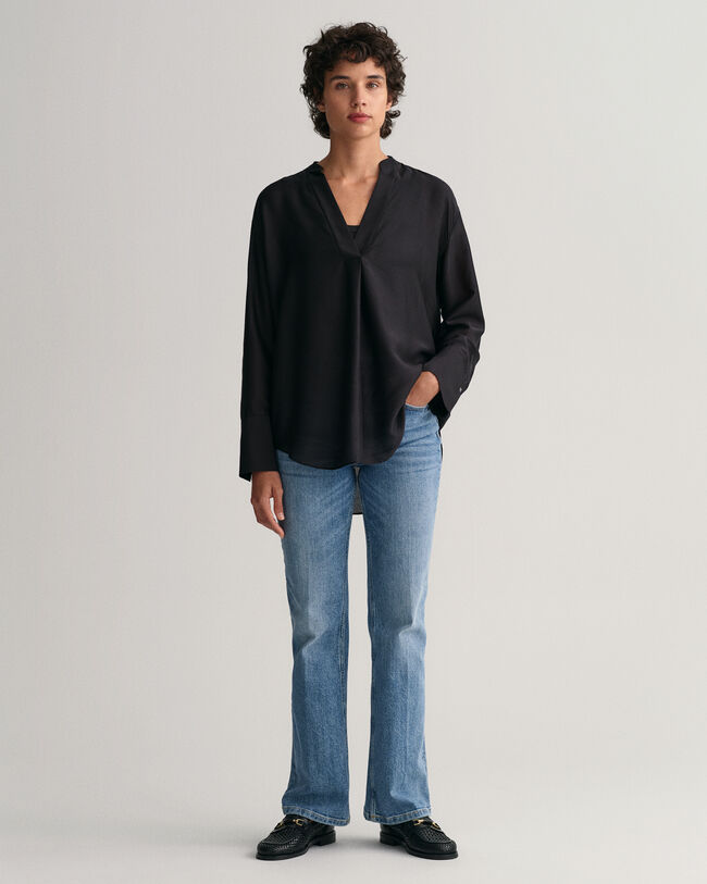 Blusa Relaxed Fit con cuello recto