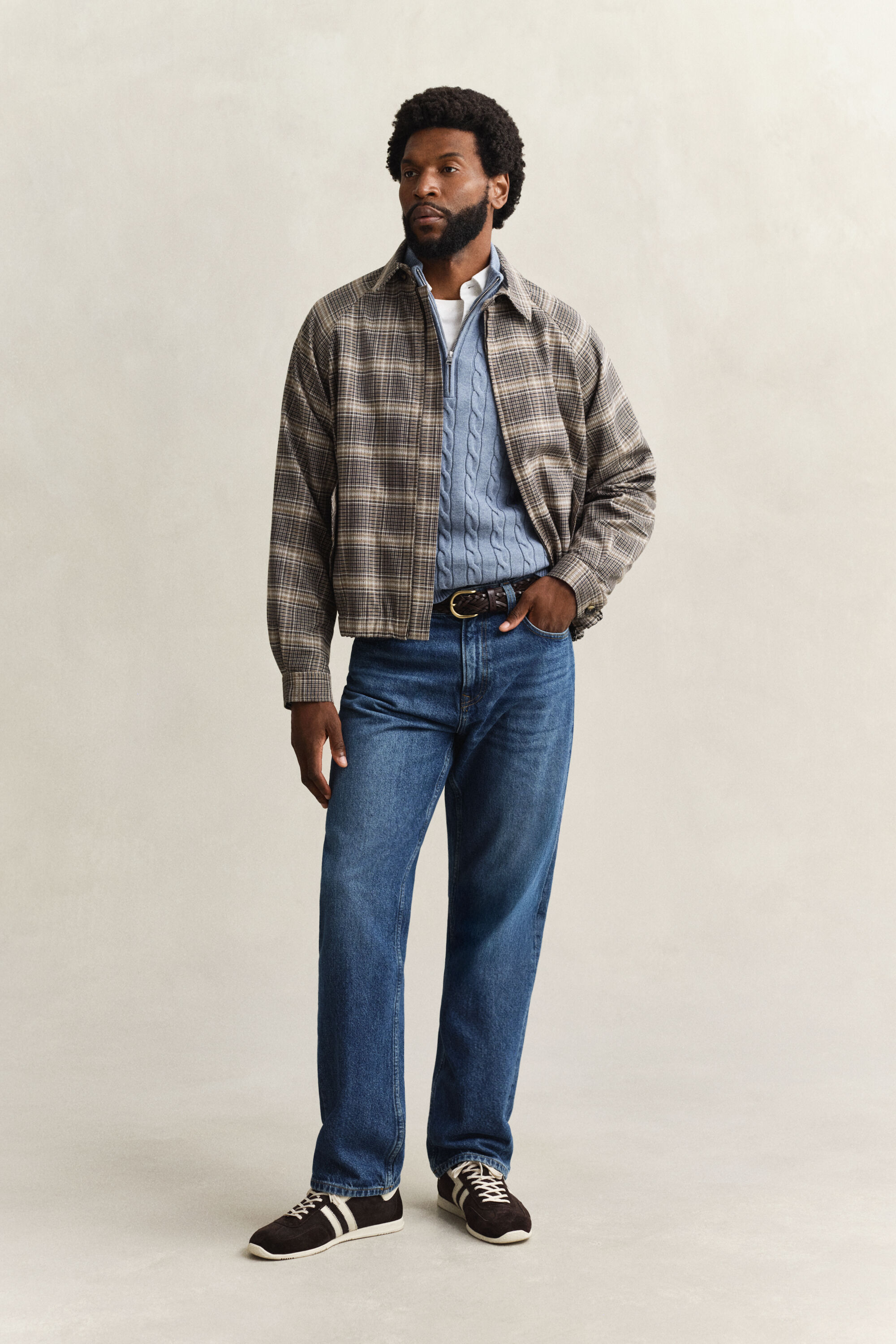 Jersey de punto de ochos con media cremallera en algodón