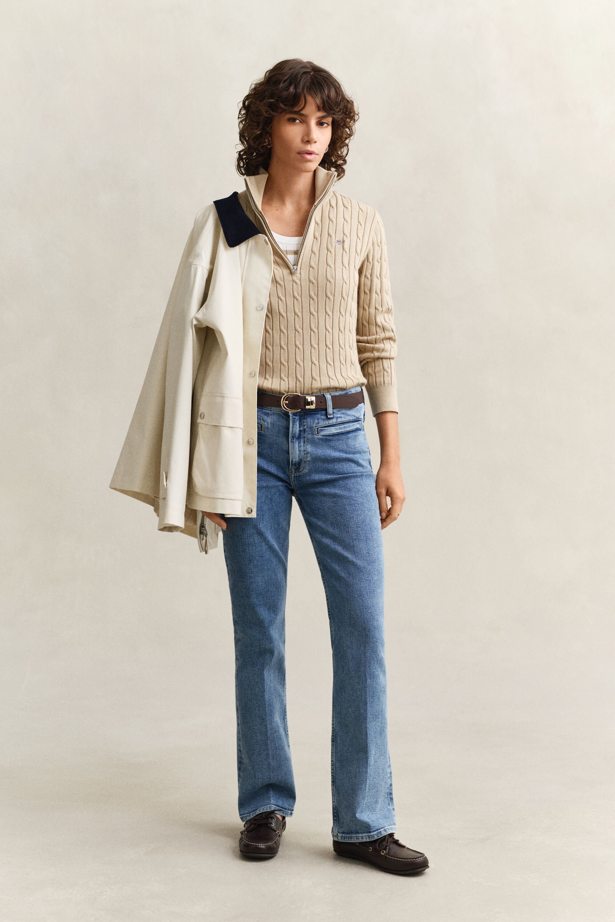 Jersey de punto de ochos con media cremallera