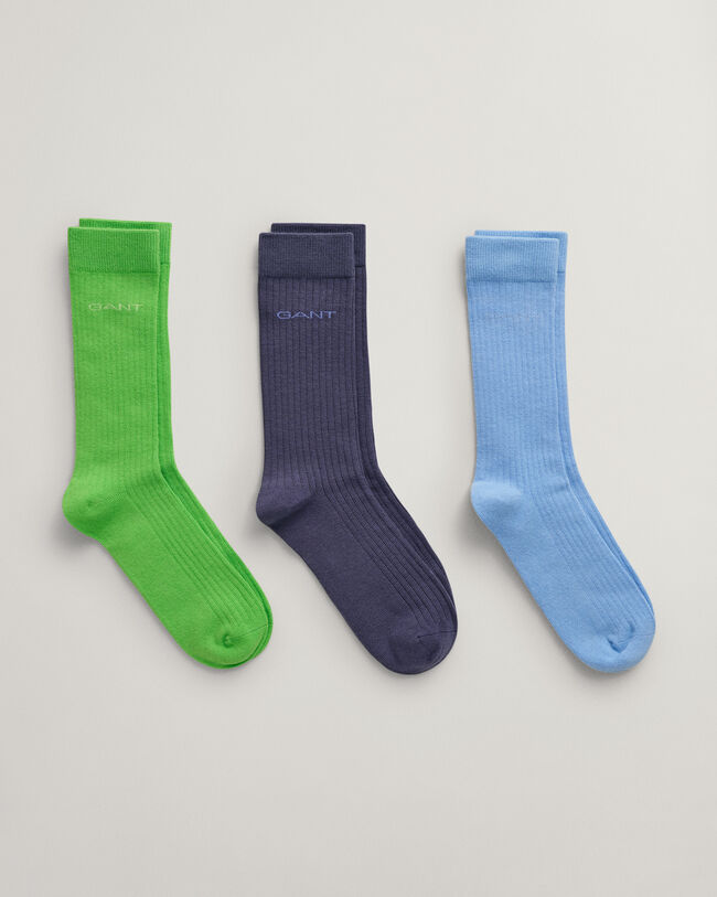 Paquete de tres pares de calcetines acanalados Tonal Logo Teens